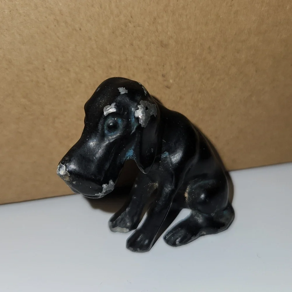 Vintage Patina Metal Dog Figurine & Cat Ring Holder Accent Decor Collectible